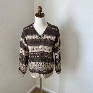 EUC Alps Fine Apparel Cotton Blend Sweater Women S Vintage Earth Tones Brown Tan